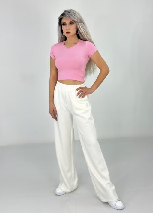 Pembe Bisklet Yaka Tshirt - Görsel 2