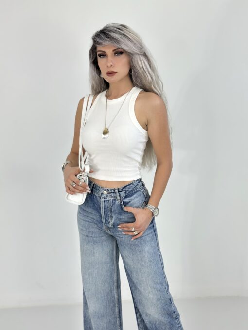 Beyaz Halter Yaka Atlet - Görsel 5
