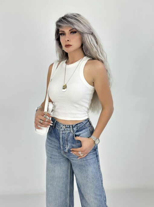 Beyaz Halter Yaka Atlet - Görsel 4