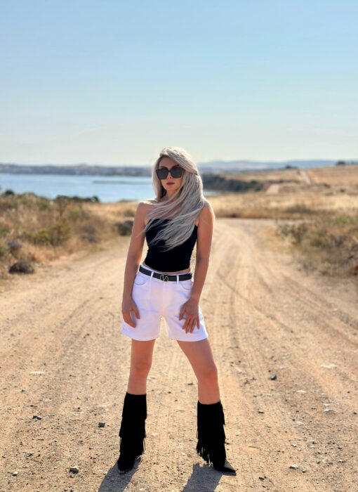 Siyah Öpücük Yaka Straplez Body - Görsel 2