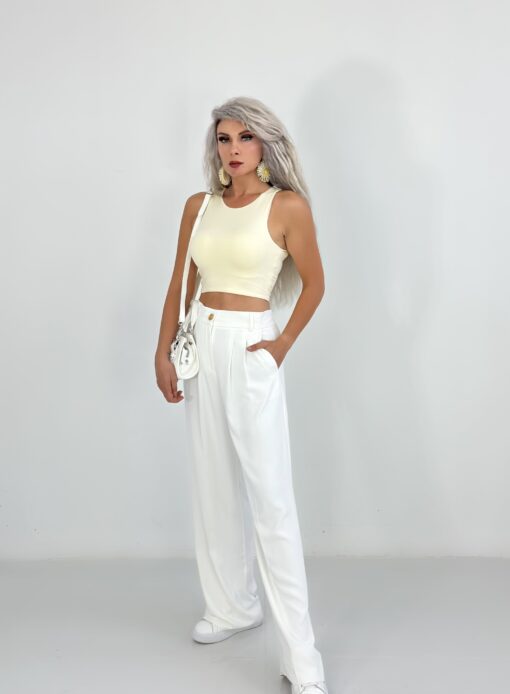 Sarı Halter Yaka Crop Atlet - Görsel 3
