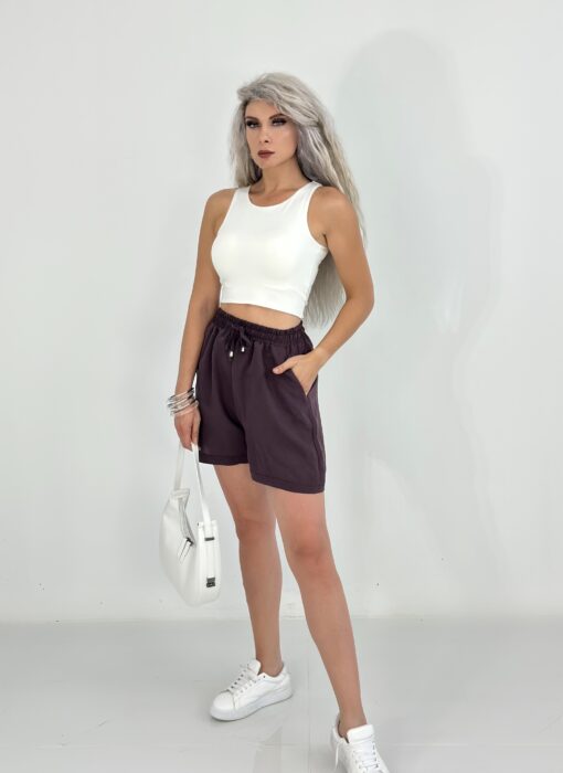 Beyaz Halter Yaka Crop Atlet - Görsel 3