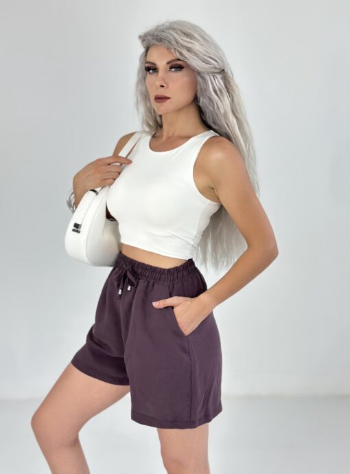 Beyaz Halter Yaka Crop Atlet - Görsel 2