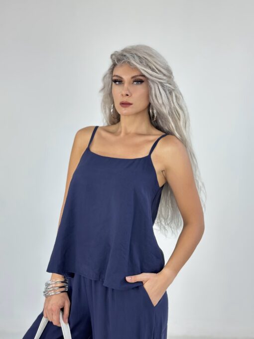 Lacivert Askılı Bluz Pantolon Takım - Görsel 3