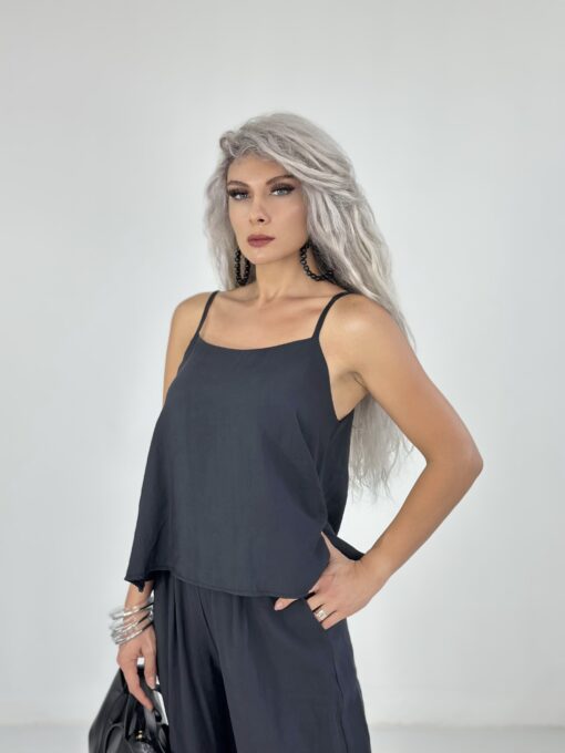 Siyah Askılı Bluz Pantolon Takım - Görsel 5