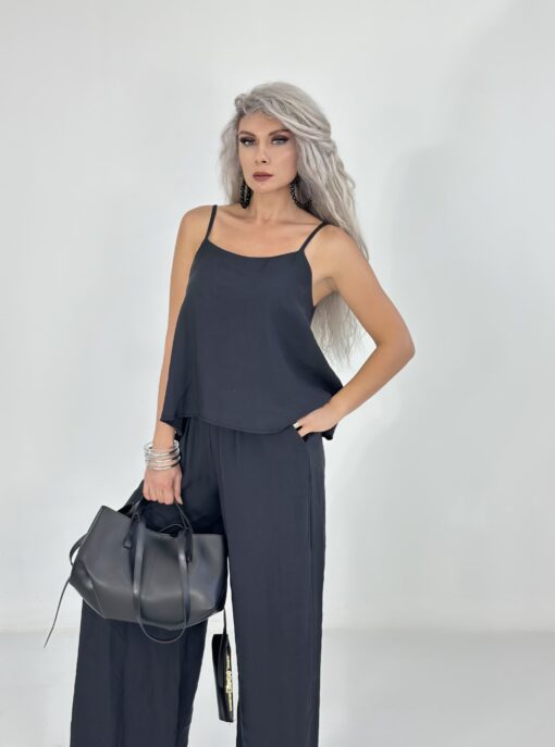 Siyah Askılı Bluz Pantolon Takım - Görsel 4