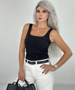 Siyah Ön Arka Kare Yaka Atlet