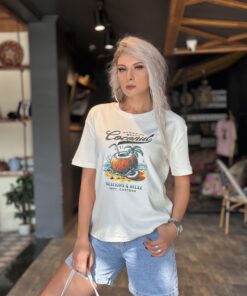 Beyaz Coconut Baskılı Tshirt