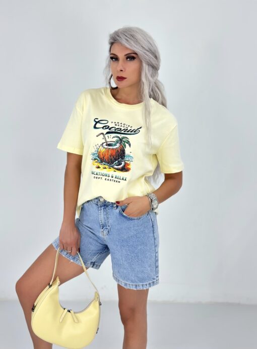Sarı Coconut Baskılı Tshirt - Görsel 2