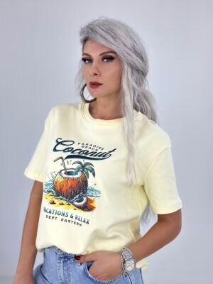 Sarı Coconut Baskılı Tshirt