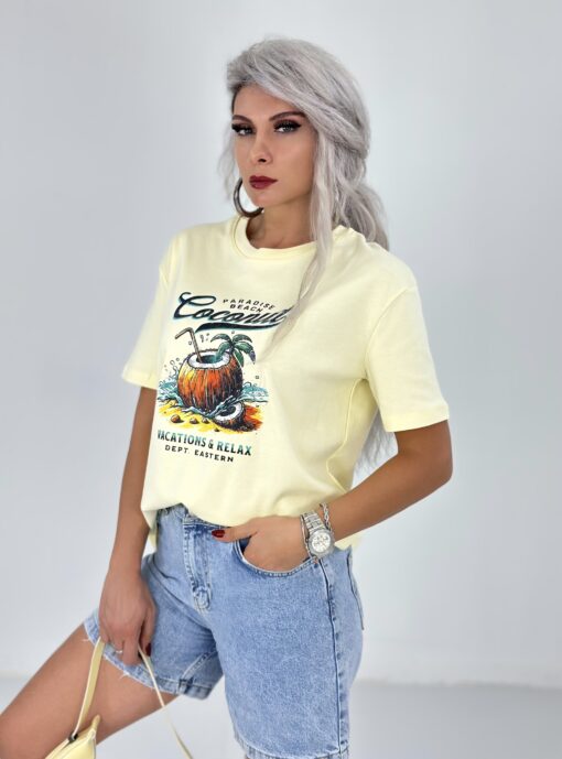 Sarı Coconut Baskılı Tshirt - Görsel 4