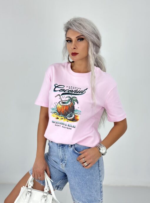 Pembe Coconut Baskılı Tshirt - Görsel 2