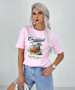 Pembe Coconut Baskılı Tshirt