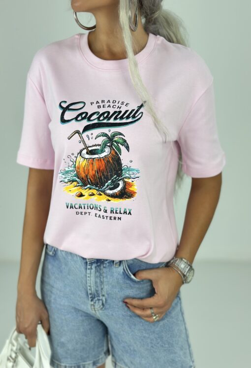 Pembe Coconut Baskılı Tshirt - Görsel 3