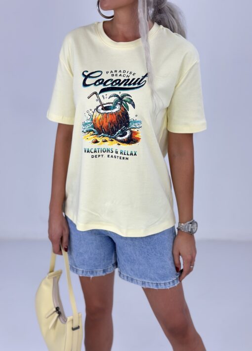 Sarı Coconut Baskılı Tshirt - Görsel 3