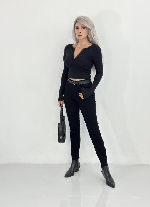 Siyah Likralı Boot Cut Jean - Görsel 2