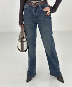 Koyu Yıkamalı Wide Leg Jean