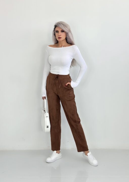 Camel Süet Relax Pantolon - Görsel 2