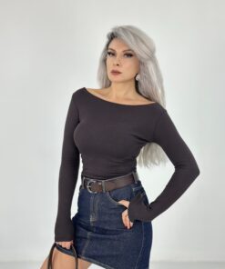 Kahve Kayık Yaka Body