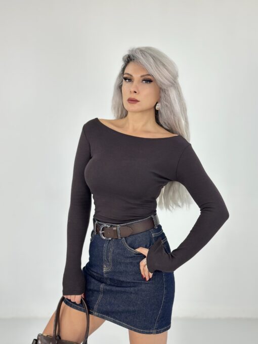 Kahve Kayık Yaka Body