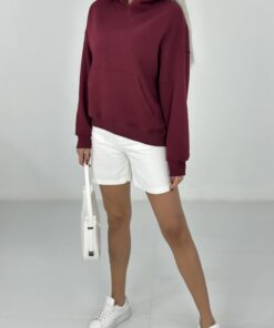 Alternative view of Bordo Şardonlu Cepli Sweatshirt
