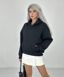 Siyah Şardonlu Cepli Sweatshirt
