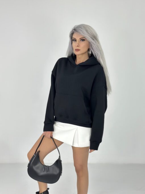 Siyah Şardonlu Cepli Sweatshirt - Görsel 2