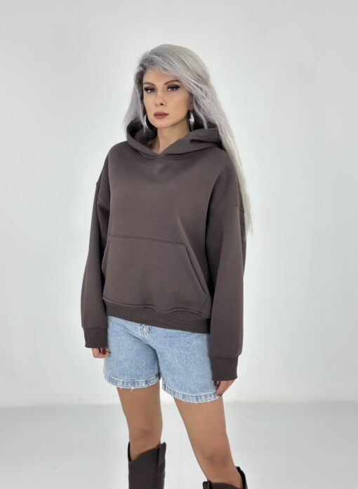Kahve Şardonlu Cepli Sweatshirt - Görsel 2