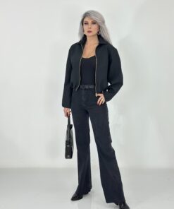 Alternative view of Koyu Füme Likralı Wide Leg Jean