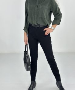 Siyah Yüksek Bel Likralı Boot Cut Jean