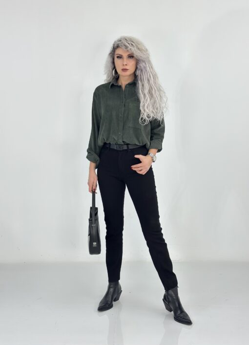 Siyah Yüksek Bel Likralı Boot Cut Jean - Görsel 2
