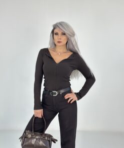 Kahve Fermuarlı Body