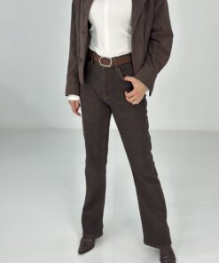 Kahve Kemerli Push Up İspanyol Jean