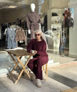 Bordo Kadife Fitilli Bol Paça Takım