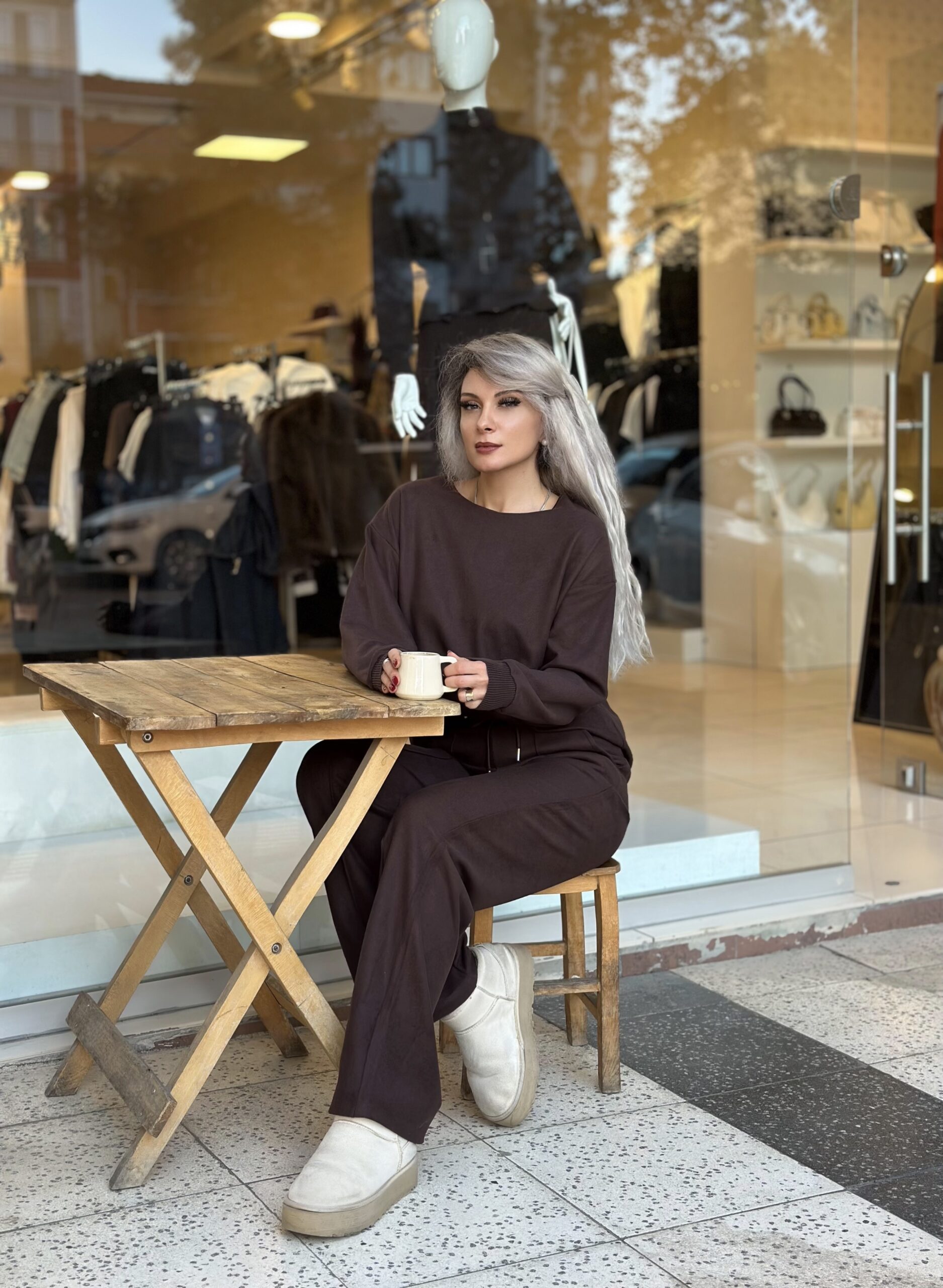 Kahve Kadife Fitilli Bol Paça Takım