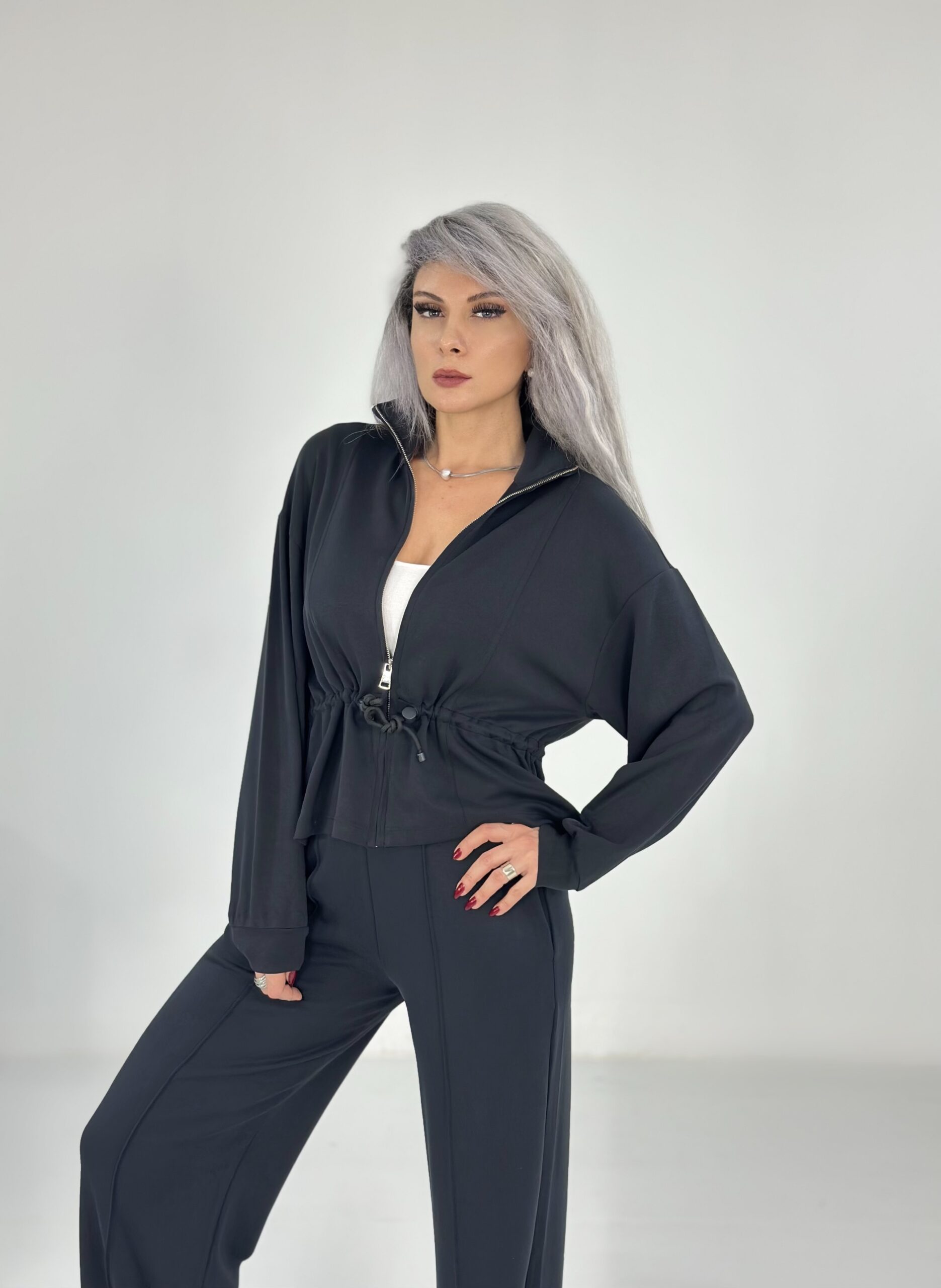 Siyah Bel Büzgülü Modal Takım - Görsel 3