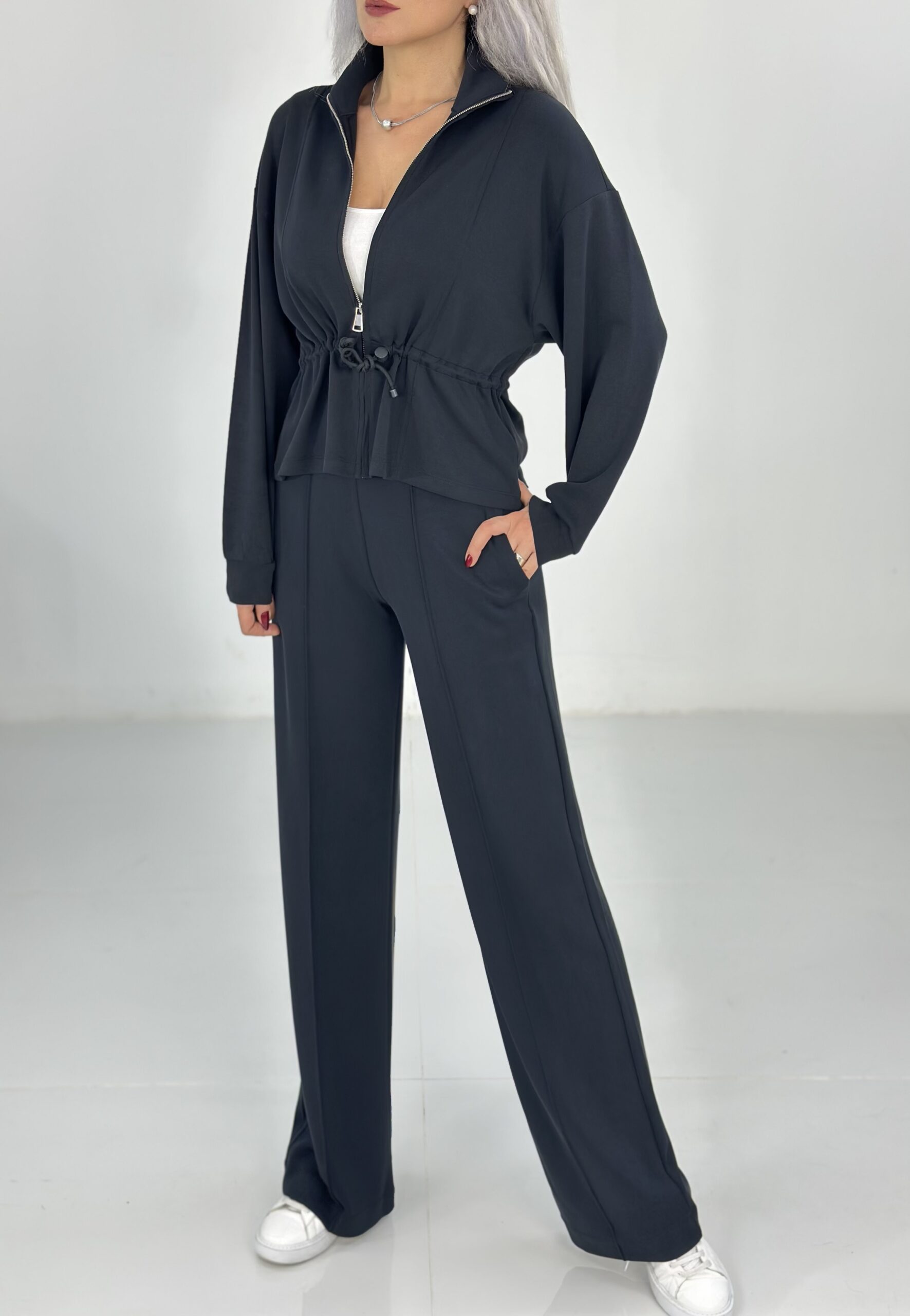 Siyah Bel Büzgülü Modal Takım - Görsel 2