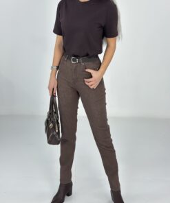 Açık Kahve Kemerli Push Up Mom Jean