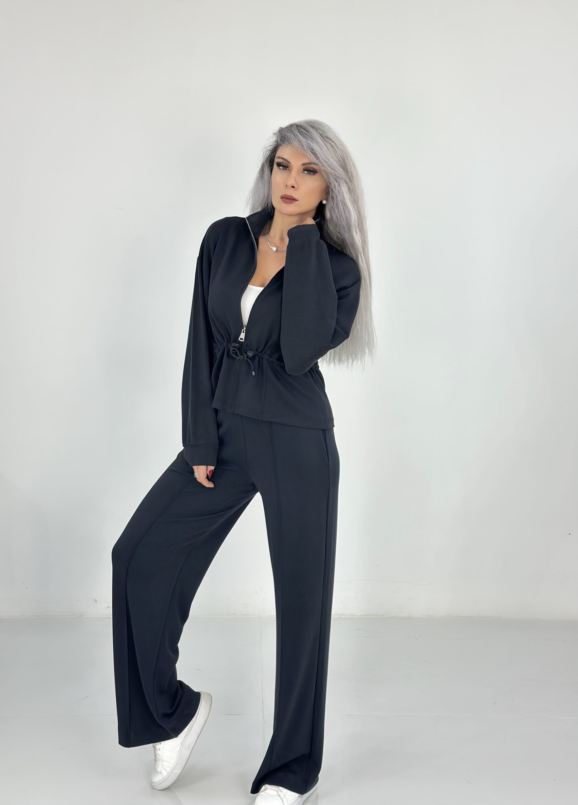 Siyah Bel Büzgülü Modal Takım