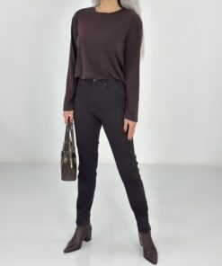 Koyu Kahve Push Up Yüksek Bel Jean