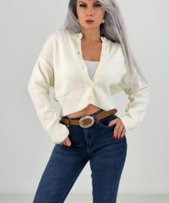 Beyaz Kısa Yumoş Hırka