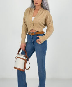 Alternative view of Mavi Yüksek Bel Likralı İspanyol Paça Jean