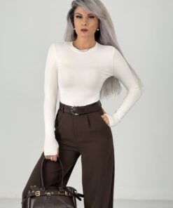 Krem Parmak Geçmeli Oysh Kumaş Body