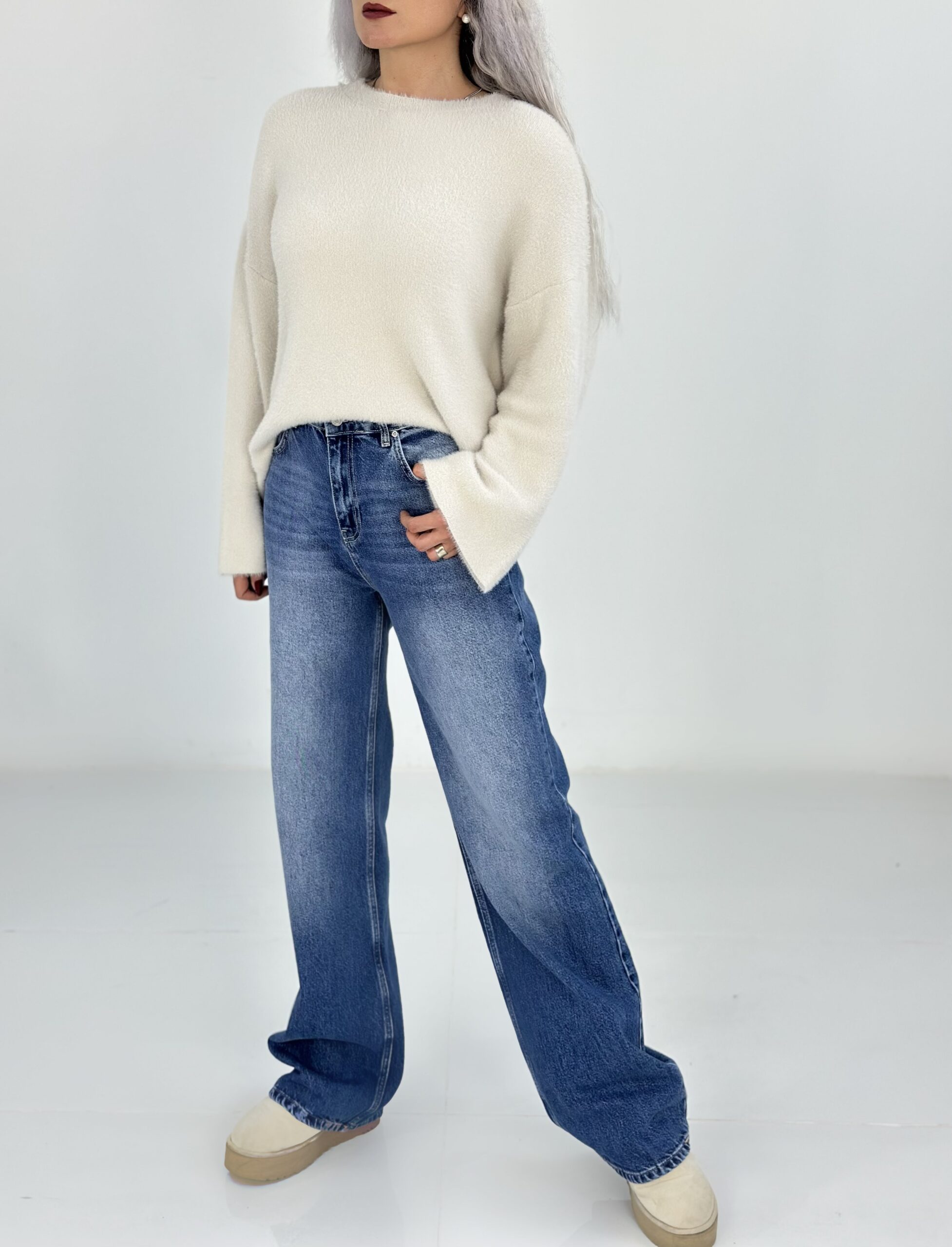 Mavi Yıkamalı Palazzo Jean