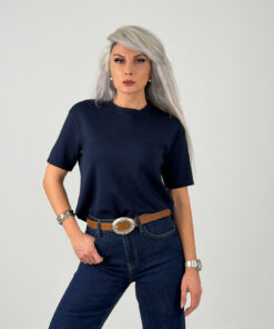 Lacivert Modal Kumaş Basic Tshirt