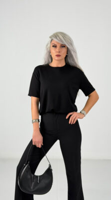 Siyah Modal Kumaş Tshirt