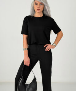 Alternative view of Siyah Modal Kumaş Tshirt