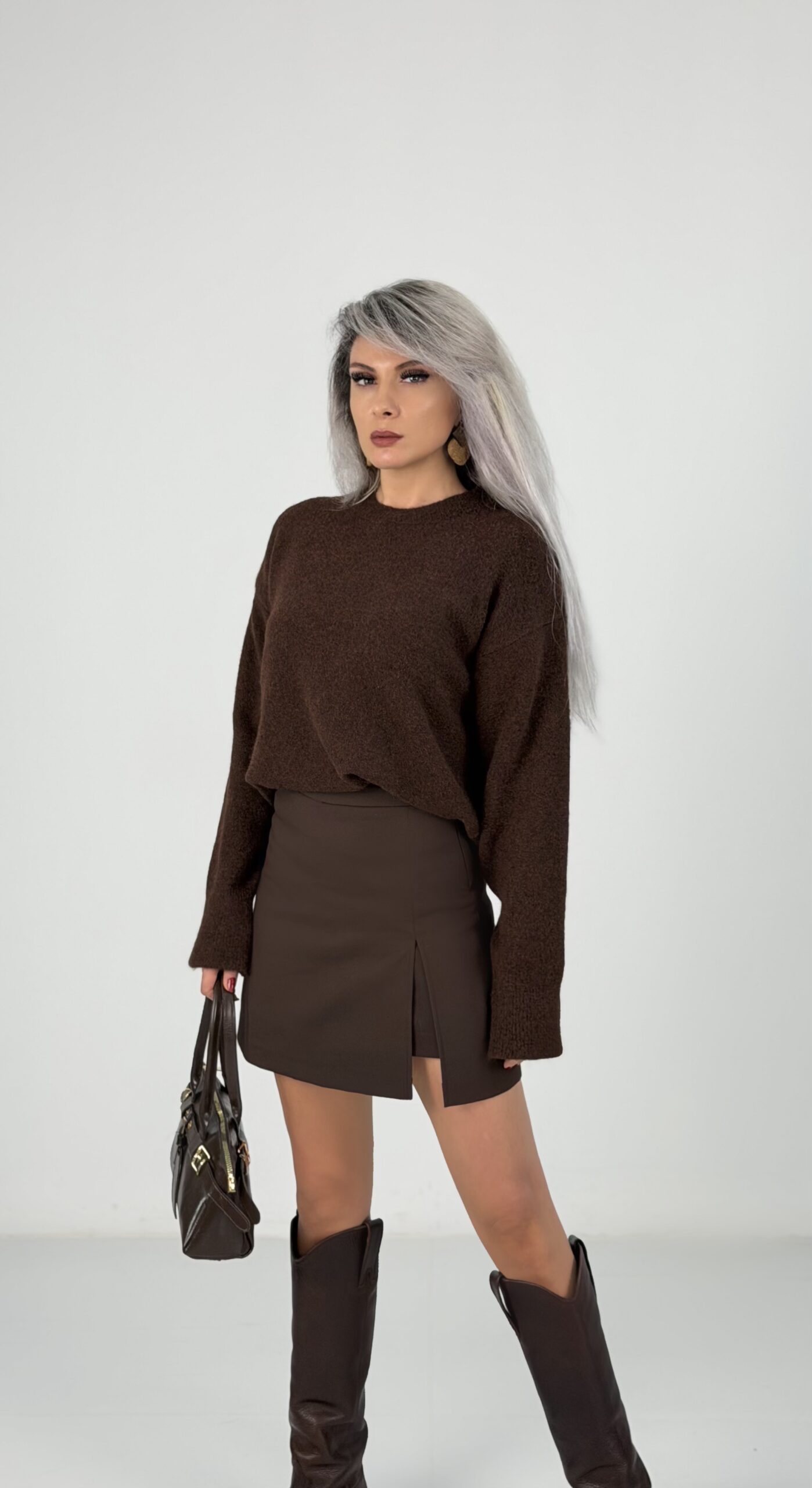 Kahve Bisiklet Yaka Yumoş Kazak - Görsel 5