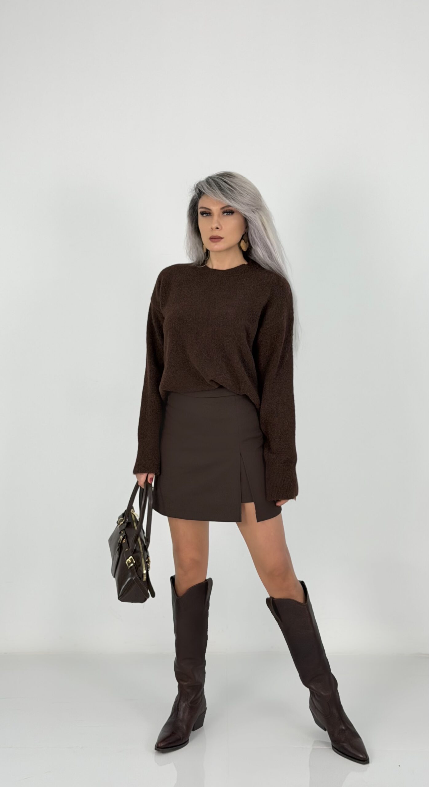 Kahve Bisiklet Yaka Yumoş Kazak - Görsel 4