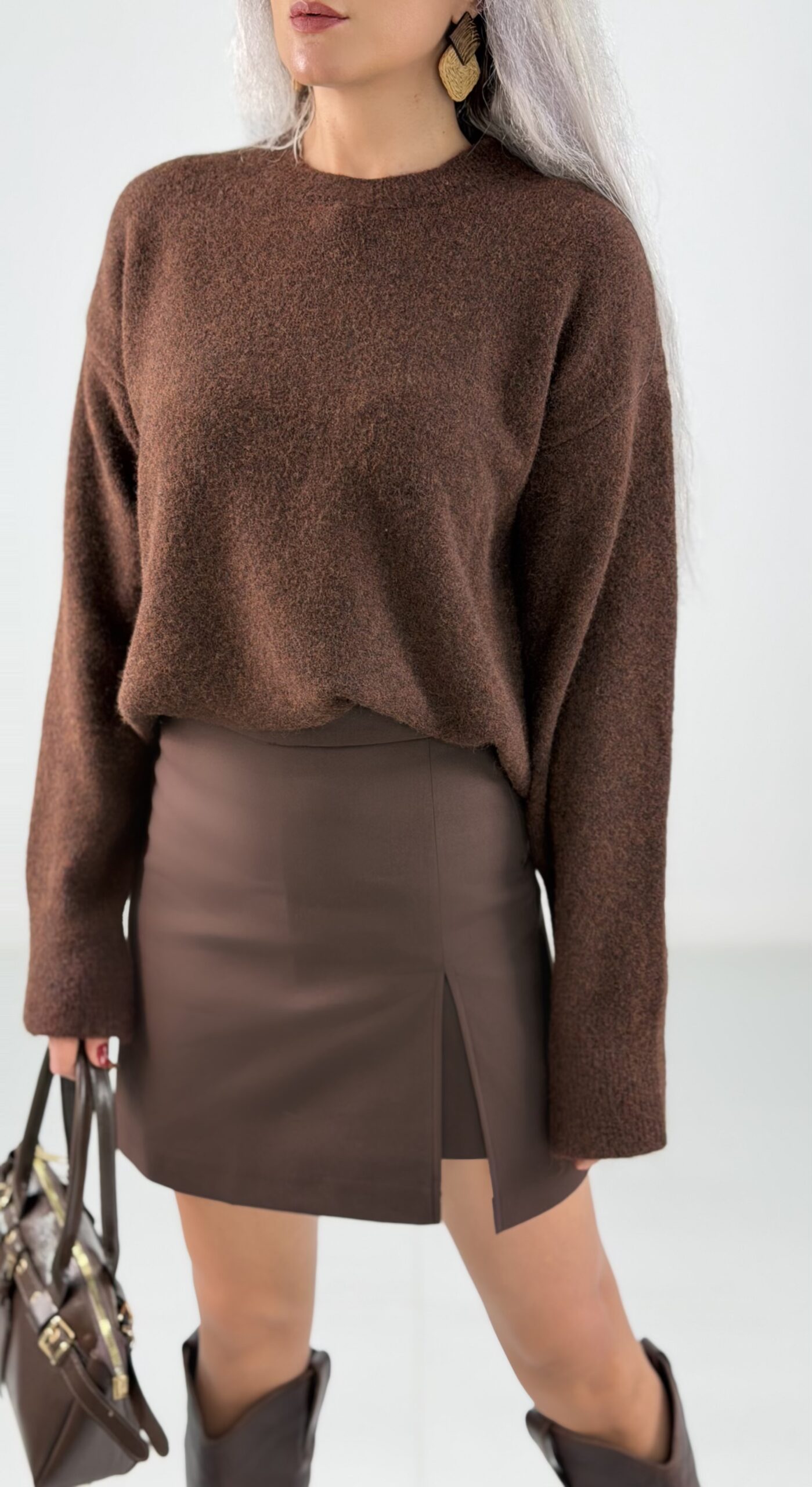 Kahve Bisiklet Yaka Yumoş Kazak - Görsel 2